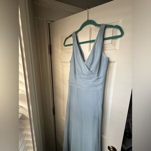 David’s bridal dusty blue bridesmaid dress with bow!